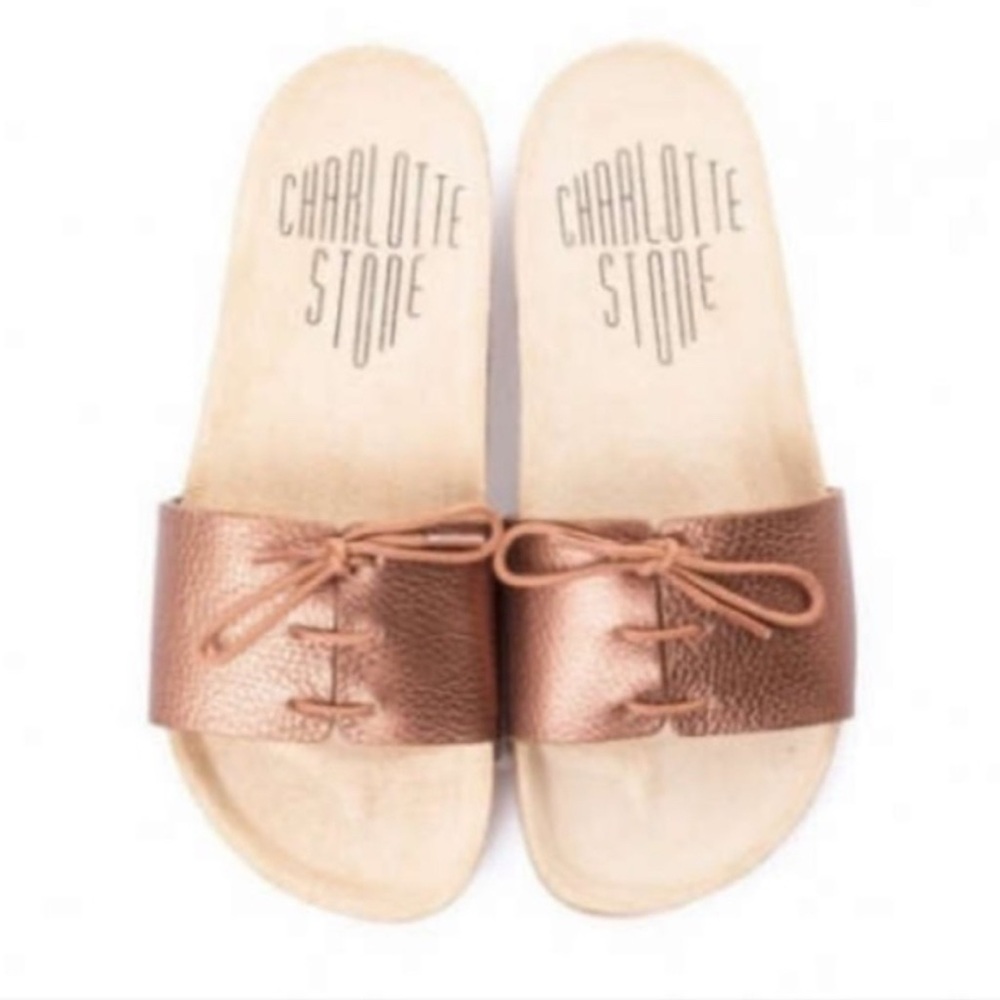 Charlotte Stone Metallic Copper Barton Slides